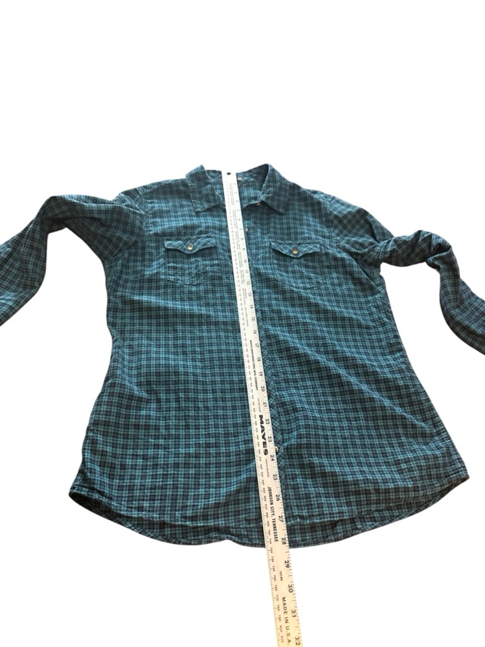 Flannel Teal and Black Plaid Women’s Shirt - Picture 5 of 5